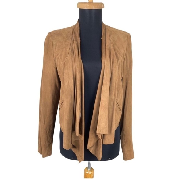 Leather Drape Front Jacket‎ Suede - Picture 1 of 12